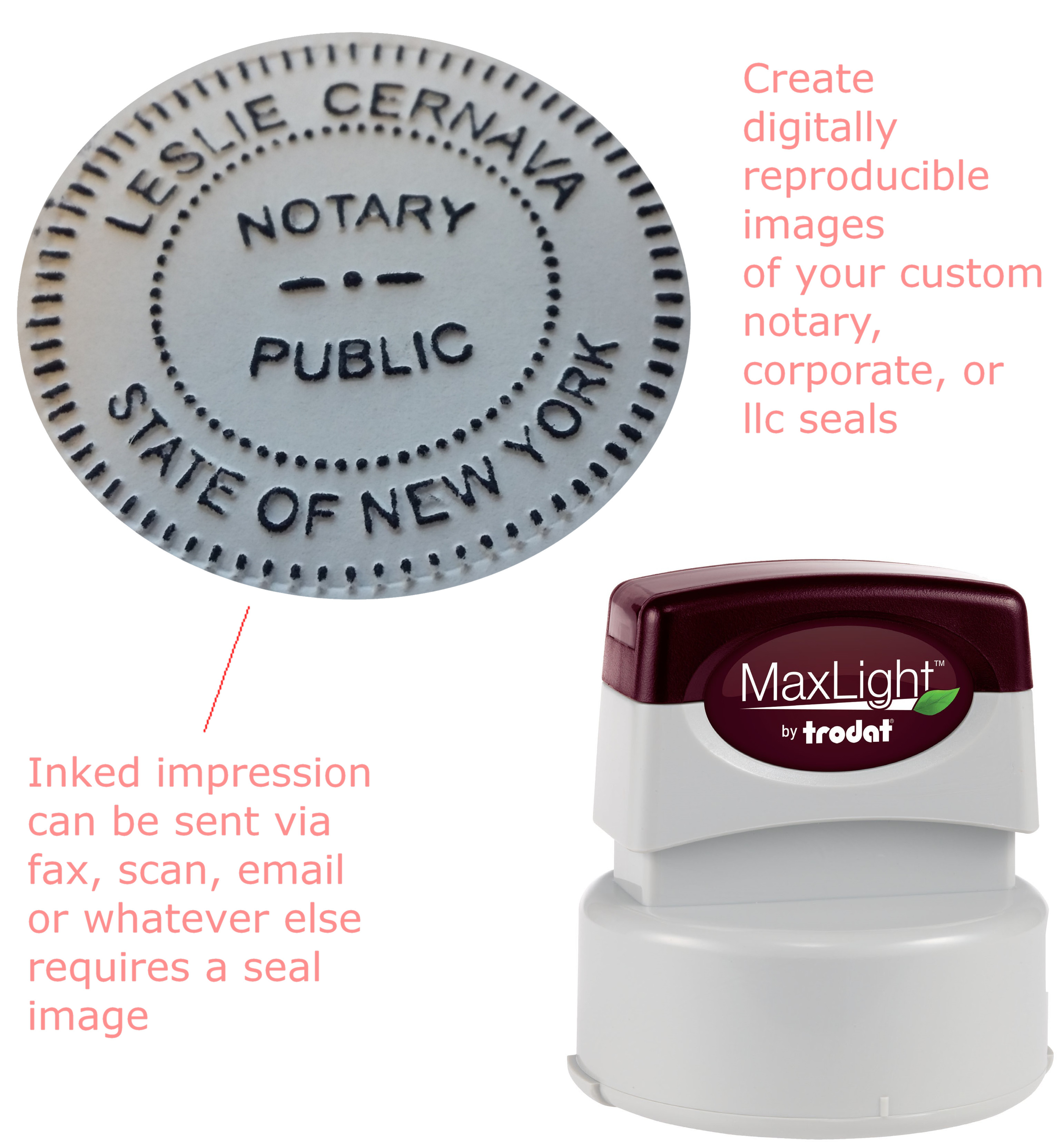 MaxLight Seal Impression Inker Darkens Images in Premium Burgundy Ink